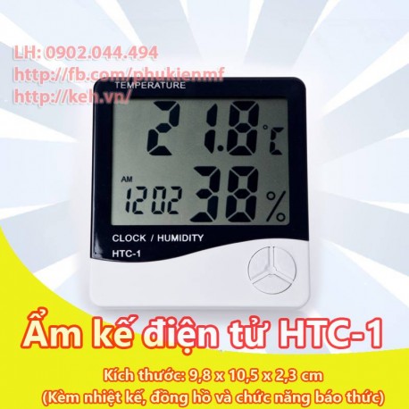Ẩm kế điện tử đa năng HTC-1 (kèm nhiệt kế, đồng hồ điện tử)