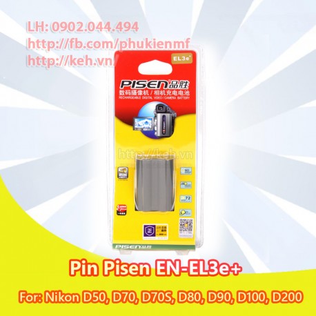 Pin Pisen EN-EL3+ for Nikon D50, D70, D70S, D80, D90, D100, D200, D300, D300S, D700