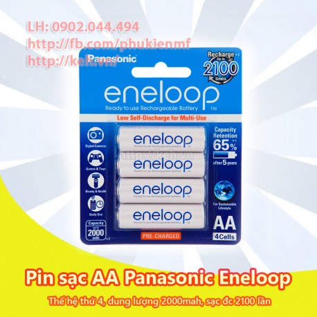 Pin sạc AA Panasonic Eneloop thế hệ 4 2000mah 2100 lần sạc (vỉ 4 viên - BK-3MCCE)